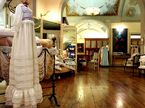 Exquisite interior of the historical Loretta Caponi workshop and boutique