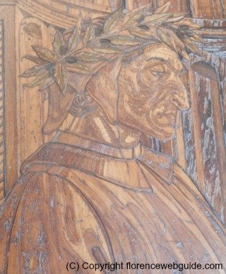 Dante etched in wood in Palazzo Vecchio